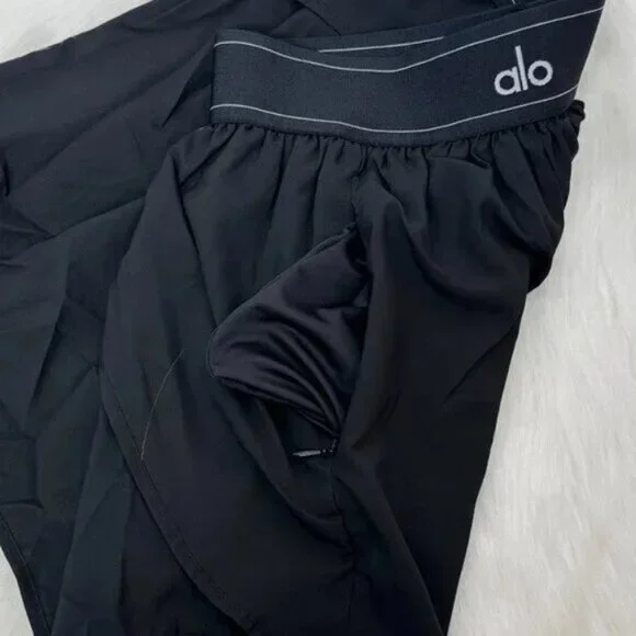 Alo Black Double Layer SportsShorts Women's Size S